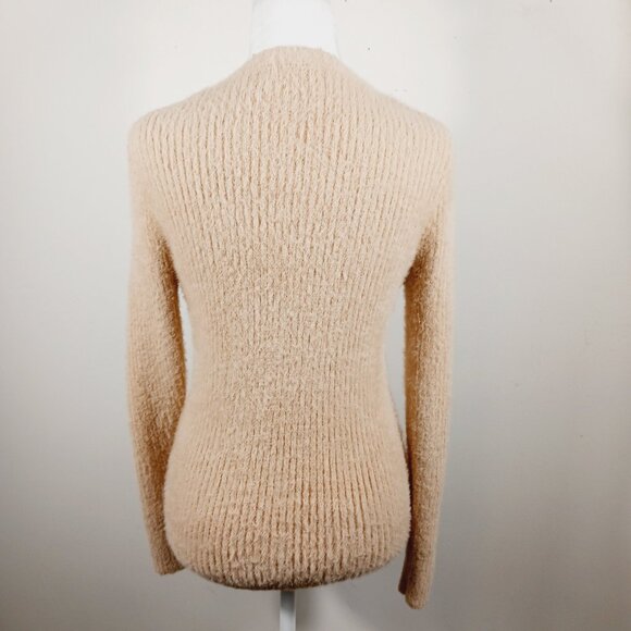 INDUSTRY, Ribbed Soft Button Front Cardigan, Light Tan, Size Small, Neutral Cozy - Picture 3 of 14